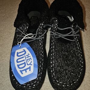 Hey Dude Wendy Fold Brushed Cozy Black Shoes